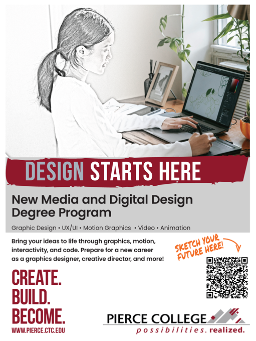 Final Pierce College New Media and Digital Design advertising poster